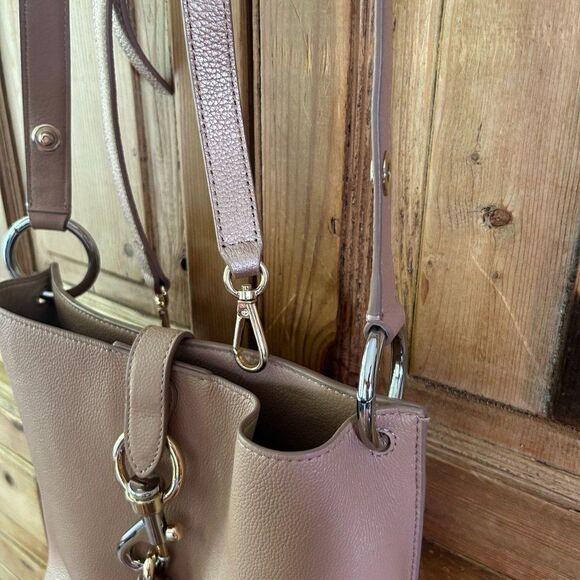 Rebecca Minkoff Small Megan Leather Crossbody Feed‎ Bag Purse Blush Pink Cream - Picture 3 of 16